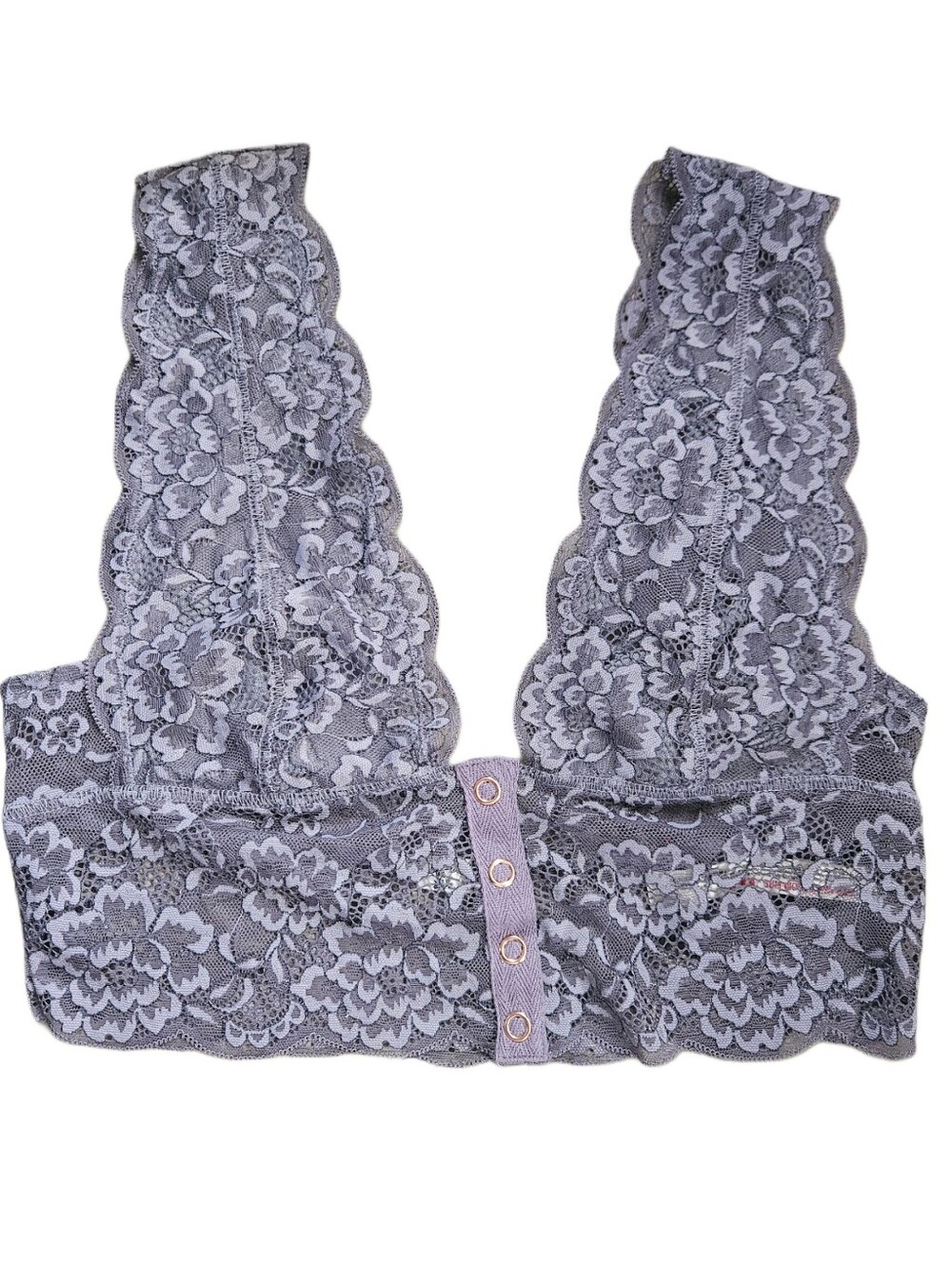 Free People Intimately Adella Longline Lace Bralette Grey S - Picture 2 of 5